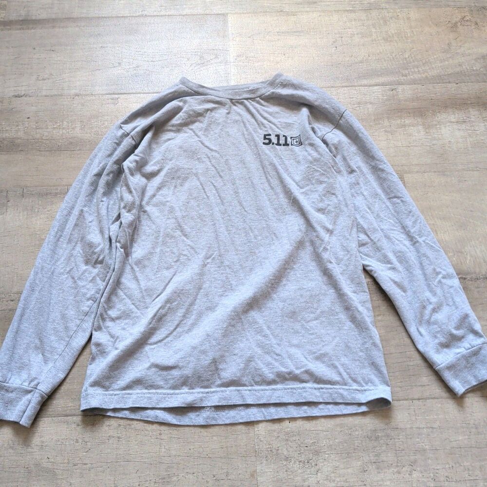 5.11 Tactical American Flag Guns Men's Long Sleeve Gray T-Shirt Size S